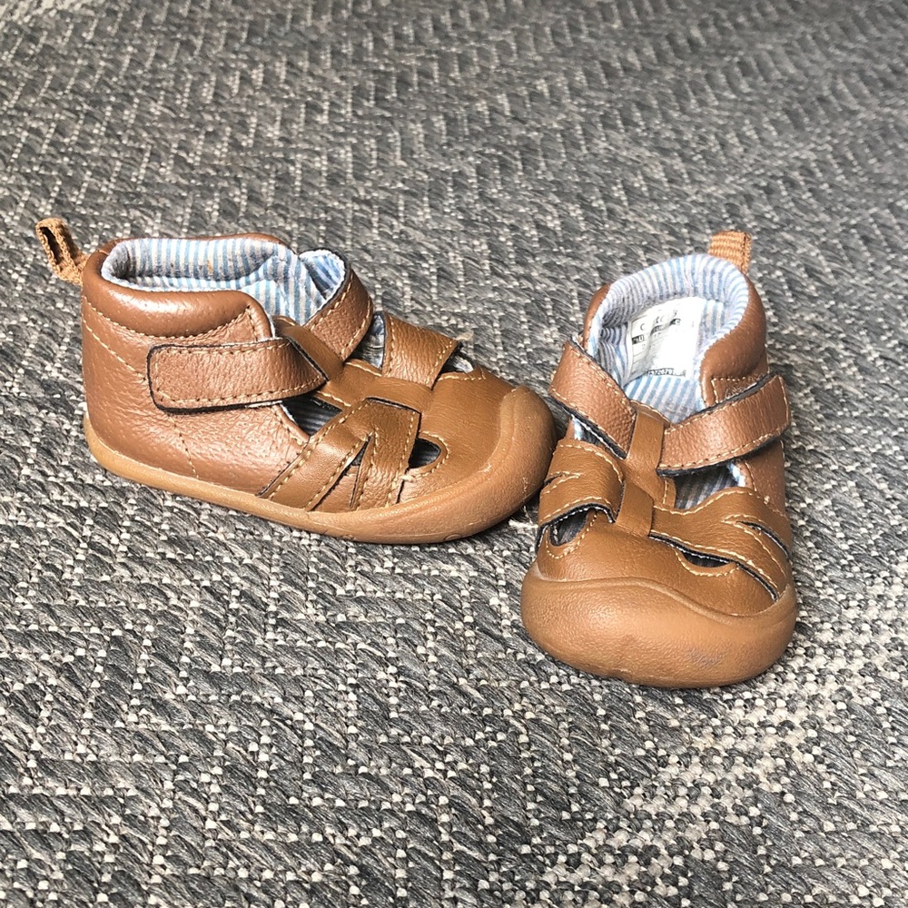 Carter's Brown Faux-Leather Baby Walker Sandals